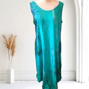 Turquoise Sleeveless Asymmetrical Midi